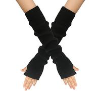 EQLEF Winter Arm Warmers, Armstulpen Gestrickt, Armstulpen Damen Winter Warm Armwärmer Handstulpen Damen Winter Stulpen Arm Lange Handschuhe Ohne Finger für Den Winter (Schwarz, 40 * 6.5cm)