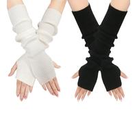 EQLEF Winter Arm Warmers, Armstulpen Gestrickt, Armstulpen Damen Winter Warm Armwärmer Handstulpen Damen Winter Stulpen Arm Lange Handschuhe Ohne Finger für Den Winter