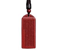 EQQHJL Jade-Schnitzanhänger, Jadeit-Jade-Anhänger, Anhänger-Halskette, Zinnober-Anhänger, Talisman, Prajnaparami, Herz-Sutra-Anhänger, rot
