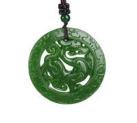 EQQHJL Jade-Schnitzanhänger, Jadeit-Jade-Anhänger, Doppelseitige Gravur Anhänger Grün HETIAN Jade Halskette Handgeschnitzter Drache Damen Herren Modeschmuck