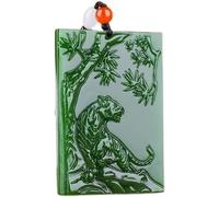 EQQHJL Jade-Schnitzanhänger, Jadeit-Jade-Anhänger, Handgeschnitzte Tiger-Halskette mit Anhänger aus natürlicher grüner Jade, chinesischer Schmuck, Mode-Amulett