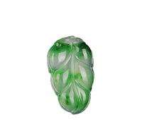 EQQHJL Jade-Schnitzanhänger, Jadeit-Jade-Anhänger, Myanmar Schwimmende Blume Jadeit Anhänger Goldzweig Jadeblatt Jade Authentisch