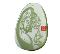 EQQHJL Jade-Schnitzanhänger, Jadeit-Jade-Anhänger, Natürliche Hotan Weiße Jade Schaf Fett Guanyin Anhänger Bingqing Yujie Glück