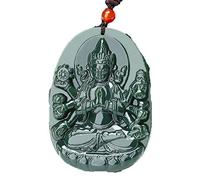 EQQHJL Jade-Schnitzanhänger, Jadeit-Jade-Anhänger, Natürliche tausend Hände GUANYIN Buddha Jade Anhänger China Avalokitesvara grüne Halskette
