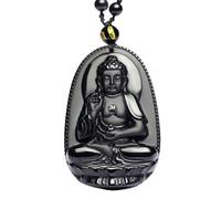 EQQHJL Jade-Schnitzanhänger, Jadeit-Jade-Anhänger, Natürlicher Obsidian-Anhänger Buddha Glückskette Mode Amulett Kreativität Schmuck