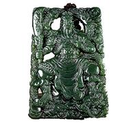 EQQHJL Jade-Schnitzanhänger, Jadeit-Jade-Anhänger, Saphir Doppelseitig Hohl Guan Gong Anhänger Männlich Dominierend Glück Wu Caishen Yuyu Jade Halskette