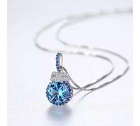 Equirider 7 mm Blauer Topas Anhänger Halskette für Frauen Kette Edelstein Halskette Femme Hochzeit 925 Silber Schmuck Geschenke