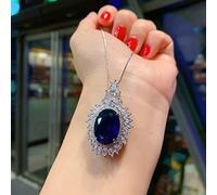 Equirider 925 Sterling Silber 13 * 18MM Saphir Aquamarin Diamant Anhänger Halskette für Frauen Edelstein Schmuck Geschenk