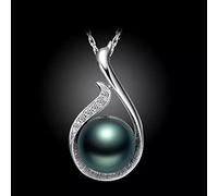 Equirider Damen Halskette 925 Silber Schmuck mit schwarzen Perlen Zirkon Edelstein Anhänger Zubehör für Hochzeit Verlobungsgeschenk