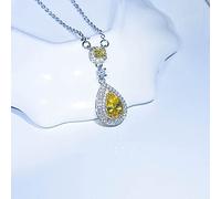 Equirider Gelber rosa Topas 925 Sterling Silber Halsketten & Anhänger mit Kette für Damenschmuck