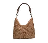 EQWIGKEIT Basttaschen Damen Shopper Vintage Umhängetasche Leicht Strandtasche Netz Strohtasche Sommertaschen Sommer Boho Shopper Stroh Handtasche Für Reisen Strand Alltag