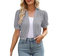 EQWIGKEIT bolero für abendkleider, Bolero Jacke Damen Kurze Kurzarm Schulterjacke Elegant Weiche Strickjacke Sommer Leicht Sommerjacke Bolerojacke Chiffon Dünne Cardigan Für Abendkleid