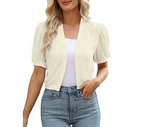 EQWIGKEIT chiffon bolero damen festlich, Bolero Jacke Damen Kurze Kurzarm Schulterjacke Elegant Weiche Strickjacke Sommer Leicht Sommerjacke Bolerojacke Chiffon Dünne Cardigan Für Abendkleid