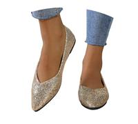 EQWIGKEIT flache schuhe für damen, Ballerinas Damen Glitzer Festliche Schuhe Klassische Abendschuhe Bequeme Partyschuhe Slip on Elegante Freizeitschuhe Flach Glitzerschuhe Glänzende Brautschuhe