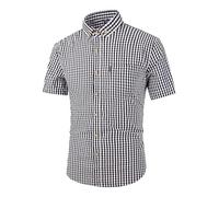 EQWIGKEIT Hemd Herren Kurzarm, Hemd Herren Kurzarm Button Down Kariertes Festival Herrenhemden Business Karohemd Regular Fit Freizeithemd Kent-Kragen Casual Trachtenhemd Oktoberfest