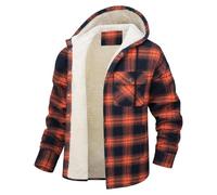 EQWIGKEIT hemdjacke Herren 3XL, Holzfällerjacke Herren Mit Kapuze Winterjacke Sportlich Holzfällerhemd Karierte Hemdjacke Warm Holzfäller Jacke Fleece Innenfutter Übergangsjacke Winter Kapuzenjacke