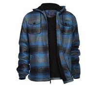 EQWIGKEIT hemdjacke Herren schwarz, Holzfällerjacke Herren Karierte Jacke Holzfäller Thermohemd Fleece Innenfutter Übergangsjacke Warm Mit Kapuze Hemdjacke Winter Sportlich Winterjacke