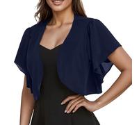 EQWIGKEIT jacke für abendkleid, Bolero Damen Elegant Dünne Strickjacke Kurzarm Casual Schulterjacke Chiffon Sommer Bolerojacke Cardigan Festlich Kurze Sommerjacke Jäckchen Für Abendkleid Hochzeit