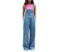EQWIGKEIT latzhosen für damen, Latzhosen Für Damen Lockerer Jeanslatzhose Sommer Jeanshose Jeans Jumpsuits Retro Arbeitslatzhose Elegante Bequeme Mit Taschen Latzhose Denim Overall Trägerhose