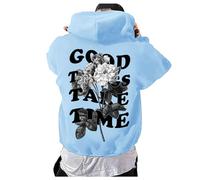 EQWIGKEIT Oversize Hoodie Herren Gym Sport Kapuzenpullover Mit Backprint Buchstaben Pullover Freizeit Pulli Sweatshirt Kapuze Rundhals Y2K Sweatjacke Hip Hop Kapuzenjacke Baggy Hoody