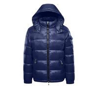 EQWIGKEIT puffer jacket, Glänzende Daunenjacke Damen Mit Kapuze Winterjacke Dicke Warme Puffer Jacket Einfarbig Reißverschluss Steppjacke Winter Kapuzenjacke Outdoorjacke