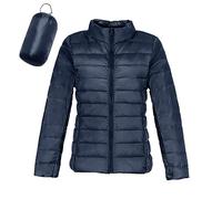 EQWIGKEIT Steppjacke Damen Leicht ohne kapuze Softshelljacke Winterjacke Große Größen Warm Pufferjacke Einfarbig Packable Übergangsjacke Daunenjacke Winter Windbreaker Übergangsmantel