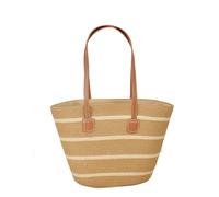 EQWIGKEIT Strohtasche Damen Shopper - Vintage Sommertaschen Netz Stroh Handtasche Leicht Shopper Strandtasche Sommer Boho Basttaschen Umhängetasche Für Reisen, Einkaufen, Urlaub, Pendeln