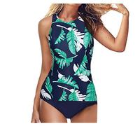 EQWIGKEIT Tankini Oberteil Damen, Tankinis Für Damen Tankini Oberteil Einzeln Mit Badeshorts Bauchweg Push Up Bademode Drucken Zweiteiler Swimsuit Große Größen Mode Schwimmanzug Strandmode