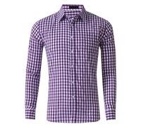 EQWIGKEIT Trachtenhemd Herren Langarm Rot Blau Hemd Kent-Kragen Karohemd Herrenhemden Regular Fit Langarmhemd Casual Oktoberfest Herren Outfit Kariertes Revershemd Freizeithemd Festival Outfit