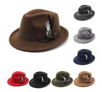 EQWIGKEIT Trachtenhut Damen Herren Mittelalter Bayernhut Mit Feder Hut Retro Mütze Bayerischer Oktoberfest Accessoires Erwachsene Unisex Filzhut Panamahut Für Party Mottoparty, Karneval