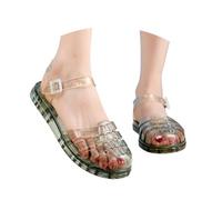 EQWIGKEIT Wasserschuhe Damen, Jelly Sandalen Damen Bequem Freizeit Strandsandalen Durchsichtig Strandschuhe Transparent Wasserschuhe Leichte Sommerschuhe Flache Sandaletten Sommer Badeschuhe