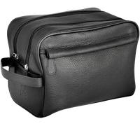 Erbe Kulturtasche Groß, Lerder mit Doppel-Reißverschluss Default Schwarz