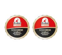 Erdal Dosencreme schwarz, Schuhcreme mit Bienenwachs - nährt und pflegt das Leder, 2er Pack (1 x 75 ml)