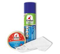 Erdal Outdoor-Set, reichhaltige Schuhpflege & Nässeschutz, Waterproof, Waterprotect, 3-teilig mit Original Lederfett, Super Imprägnierer & Mikrofasertuch, für Arbeitsschuhe, Wanderschuhe, Lederschuhe