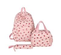 Erdbeer-Rucksack, Schultaschen für Mädchen, Rucksack-Set, Kawaii-Laptop-Rucksack, ästhetischer Schulranzen, Reise-Tagesrucksack für Teenager, Schule, College Roll Top Back Rucksäcke (Pink, One Size)