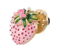 Erdbeerbrosche aus Kupfer, Kleine Anstecknadel für Damen, Rosa | Glänzende Emaille Oberfläche, Leicht und Kompakt, für Freizeit und Beruf, Vielseitiges Schmuckaccessoire