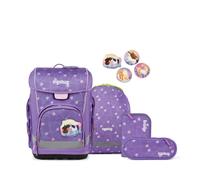 ergobag Schulranzen-Set cubo Light Set PonyBäradies - Lavendel | extra leichter ergonomischer Schulranzen mit nur 780 g im 6-teiligen Set aus der Vorgänger-Kollektion für die Schule