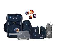 ergobag Cubo Light Schulranzen Set 8tlg. inkl. Lunchset und Seitentaschen (KoBärnikus Galaxy Glow)