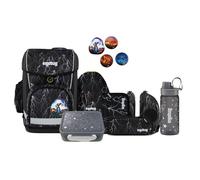 ergobag Cubo Light Schulranzen Set 8tlg. inkl. Lunchset und Seitentaschen (Super ReflektBär Reflex Glow)