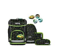 ergobag cubo light Schulranzen-Set CyBär Schwarz Grün 5-teilig 19 Liter