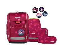 ergobag Cubo Light Schulranzen-Set MondzauBär, 5-teilig rosa 19 Liter