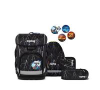 ergobag cubo light Schulranzen-Set ReflektBär Schwarz Weiß 5-teilig 19 Liter