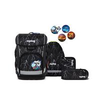 ergobag cubo light Schulranzen-Set ReflektBär Schwarz Weiß 5-teilig 19 Liter