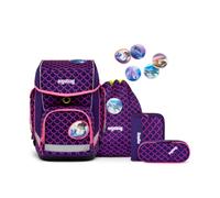 ergobag CUBO Schulrucksack-Set PerlentauchBär LUMI Edition, 5-teilig