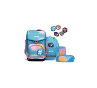 ergobag cubo Set ergonomischer Schulrucksack, Set 5-teilig, Urlaubsfiebär - Pink, Einheitsgröße