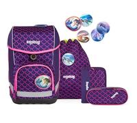 ergobag CUBO Set PerlentauchBär LUMI Edition, ergonomischer Schulrucksack, Set 5-teilig