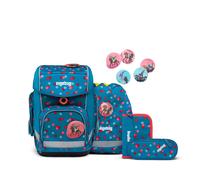 ergobag Schulranzen-Set cubo Set VoltiBär - Petrol | Klassischer ergonomischer Schulranzen aus der Vorgänger-Kollektion im 5-teiligen Set für die 1. Klasse der Grundschule