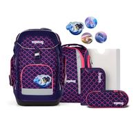 ergobag Maxi Set 6-teilig, ergonomischer Schulrucksack, Vorgänger-Kollektion, Grundschule, ideal für große Kinder ab der 1. Klasse PerlentauchBär - Lila
