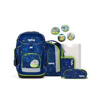 ergobag maxi set Set 6-teilig, ergonomischer Schulrucksack Grundschule für Mädchen und Jungen, ideal für große Kinder ab der 1. Klasse SpitzenreitBär - Dunkelblau