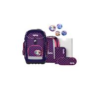 ergobag maxi set Set 6-teilig, ergonomischer Schulrucksack Grundschule für Mädchen und Jungen, ideal für große Kinder ab der 1. Klasse PerlentauchBär - Lila